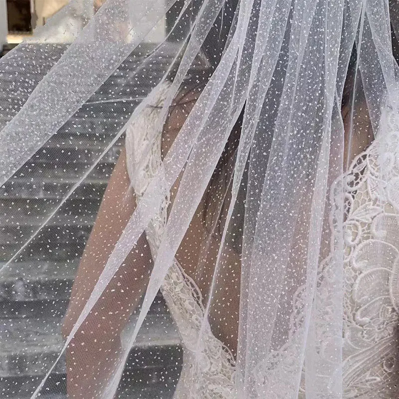 Ivory Black Glitter Wedding Veils Silver Sparking Bridal Veil 1 Tier Chapel Long Bling Bling Bride Accessories with Comb Custom