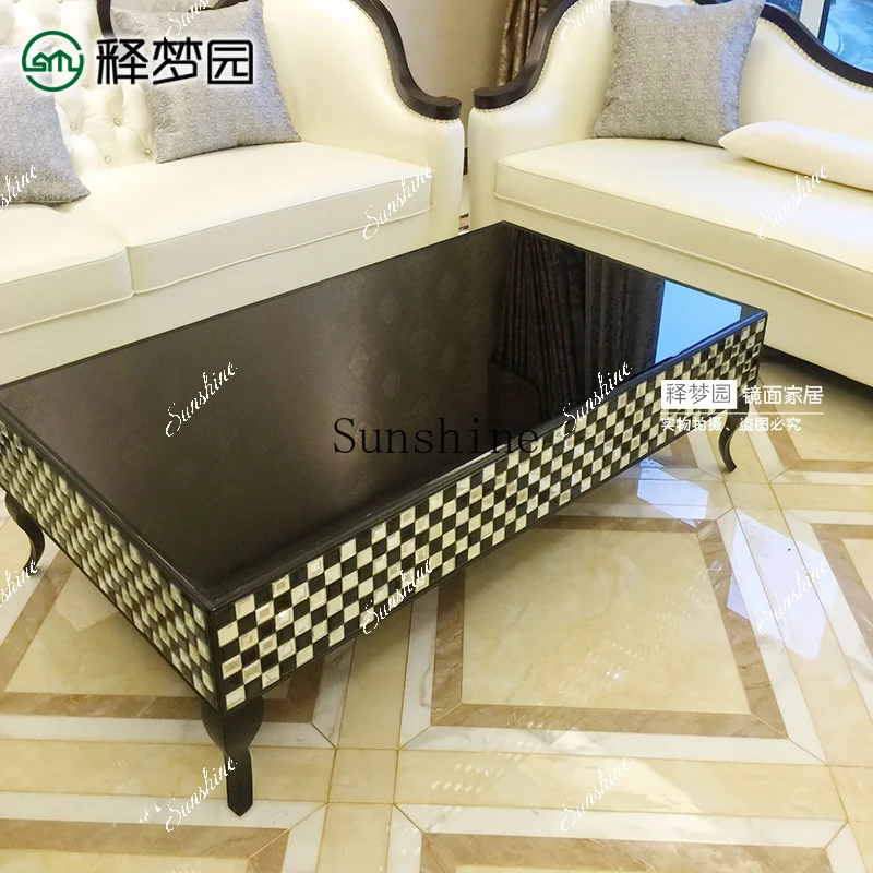 AA Mosaic glass stylish and simple modern living room European black and white classical coffee table F1300A
