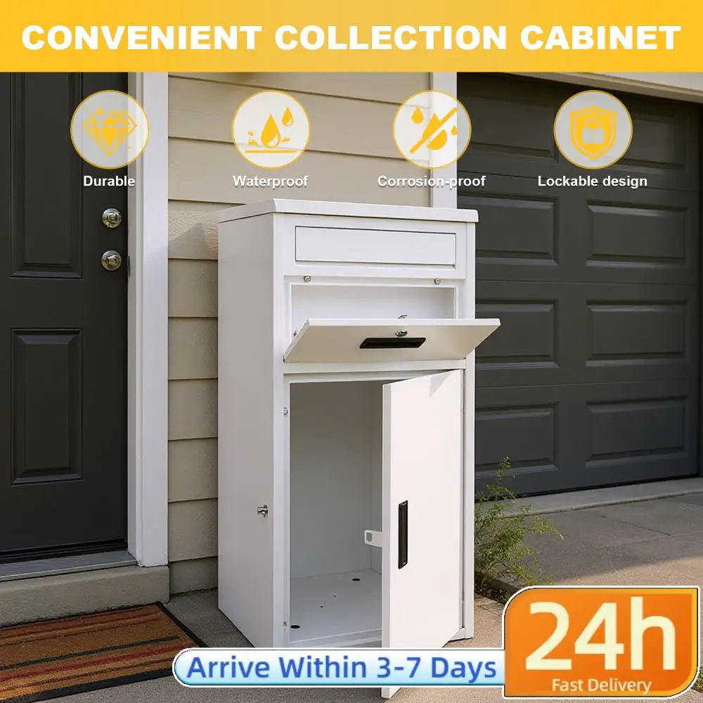

Outdoor Storage Box with Lockable Secure Outdoor Package Delivery Rustproof Package Drop Container for Secure Package Deliveries