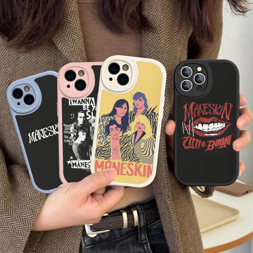 

Maneskin Damiano David Phone Case Hard Leather For IPhone 16 15 14 13 12 Mini 11 14 Pro Max Xs X Xr 7 8 Plus Fundas