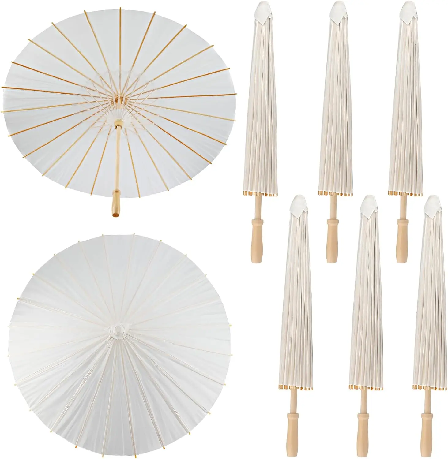 

40/60/80cm Paper Umbrellas White Paper Parasol Umbrella Large Chinese Japanese Oiled Paper parasol DIY Painting Paper Umbrellas