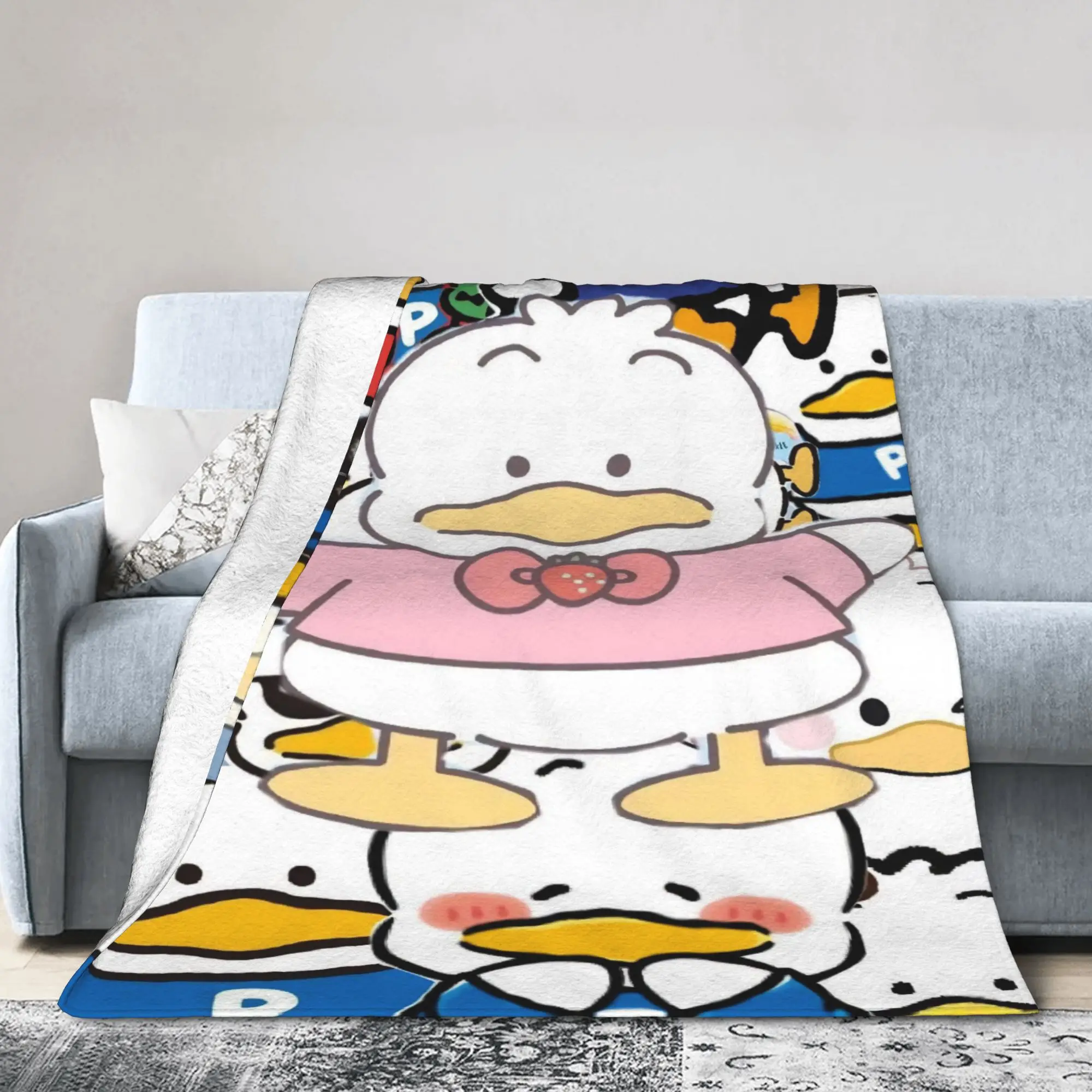 Duck Blanket Flannel All Season Cute Cartoon Portable Super Soft Throw Blanket for Bed Car Quilt