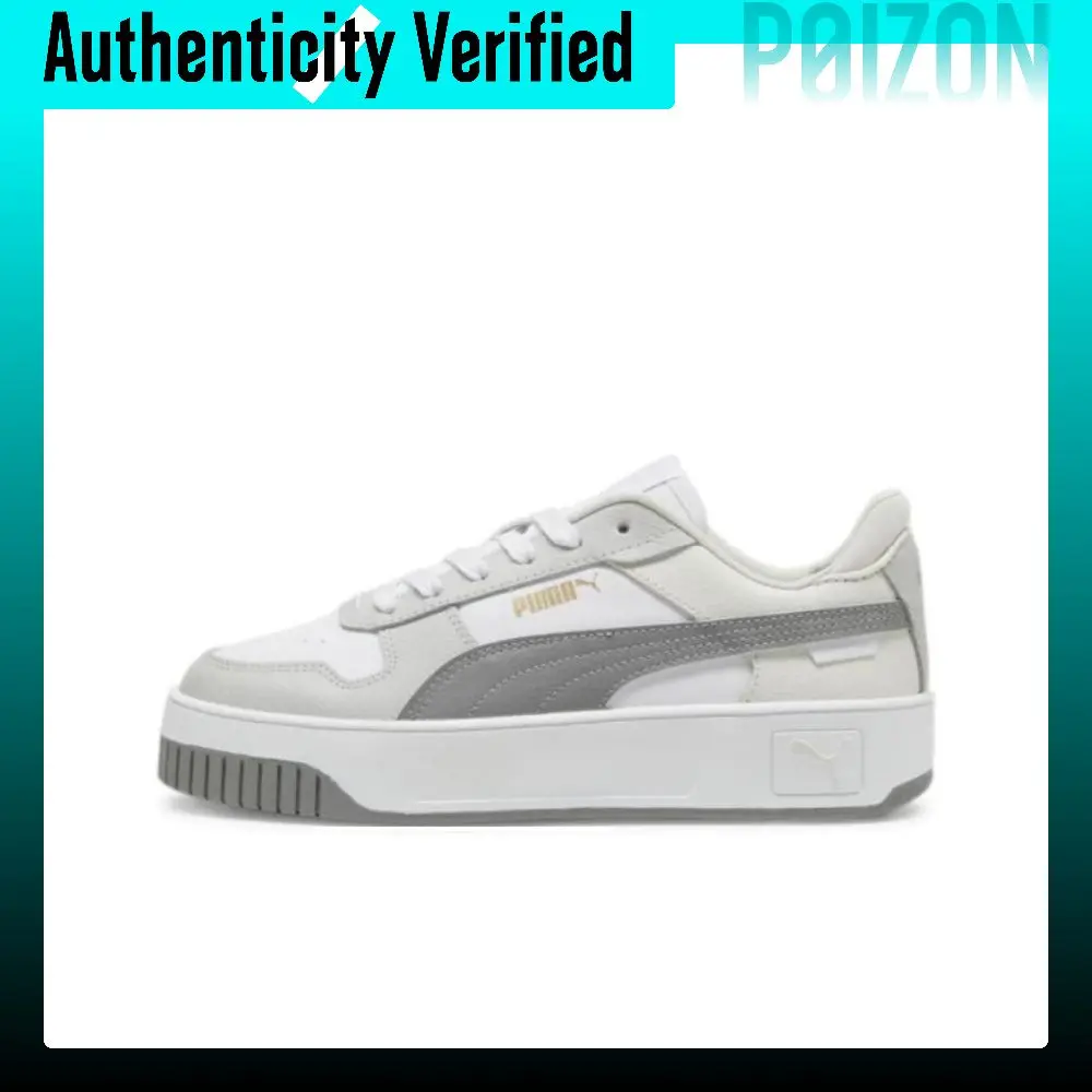 PUMA Carina Street Cow Split Leather Low top Skateboard Shoes Women's White Gray 389390-20