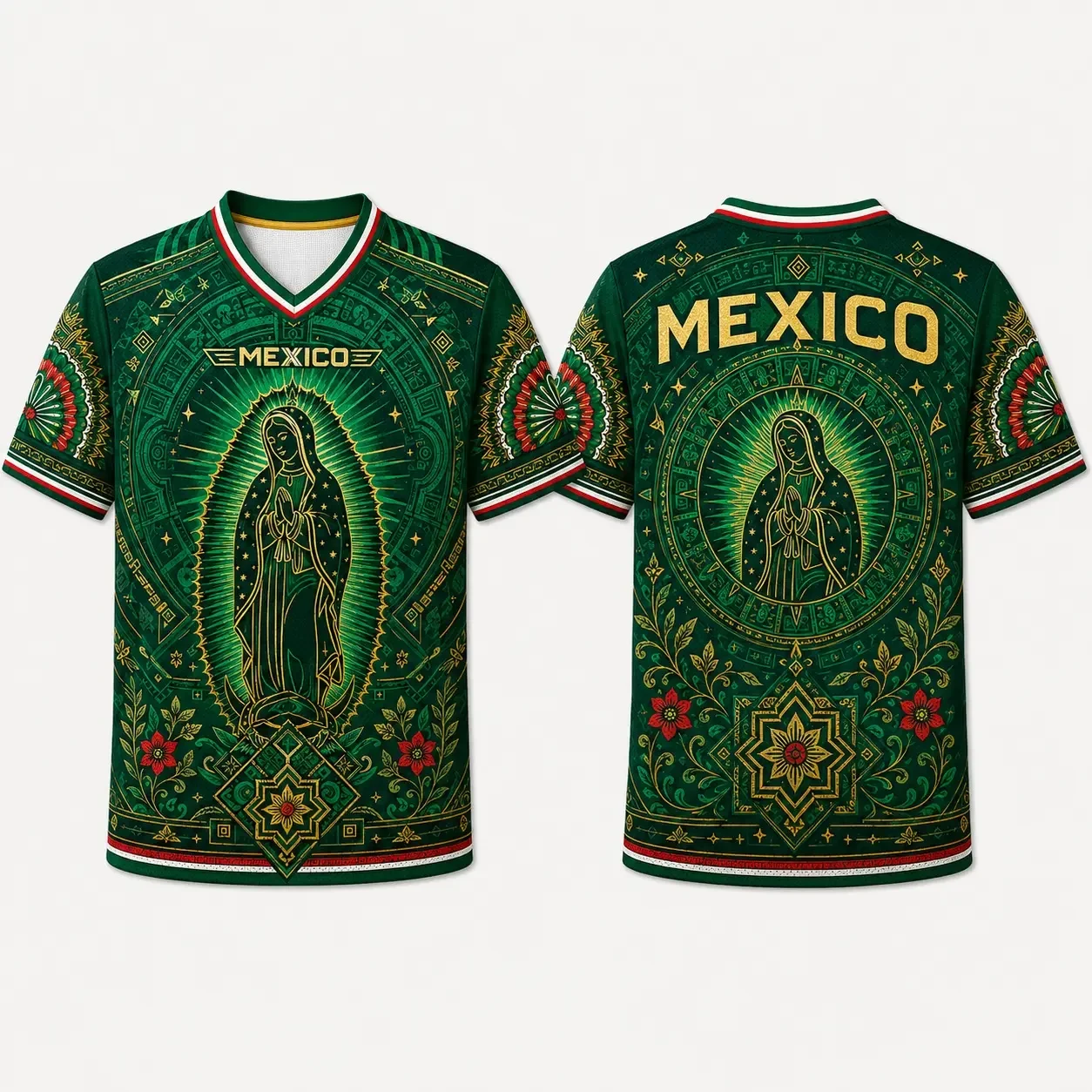 2026 New Mexico Fan Uniform Football Print Breathable V-neck Mesh Football T-shirt Is A Must-have for Fans