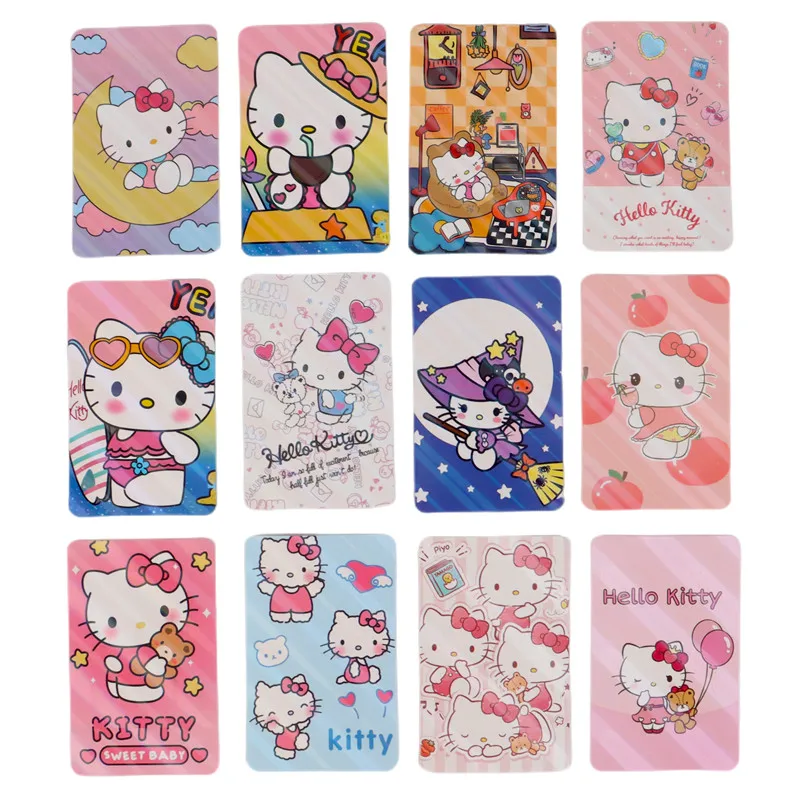 24 pz/scatola Anime Sanrio Cards Cute KT Cat Hello Kitty Kuromi Melody Shiny Card Collection per regali di compleanno per bambini