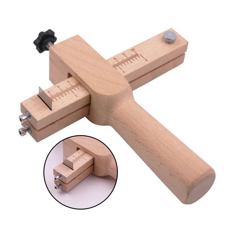 

Wooden Leather Strap Cutter Adjustable Strip Belt Precise Cutting Tool For Leathercraft Handmade DIY Work