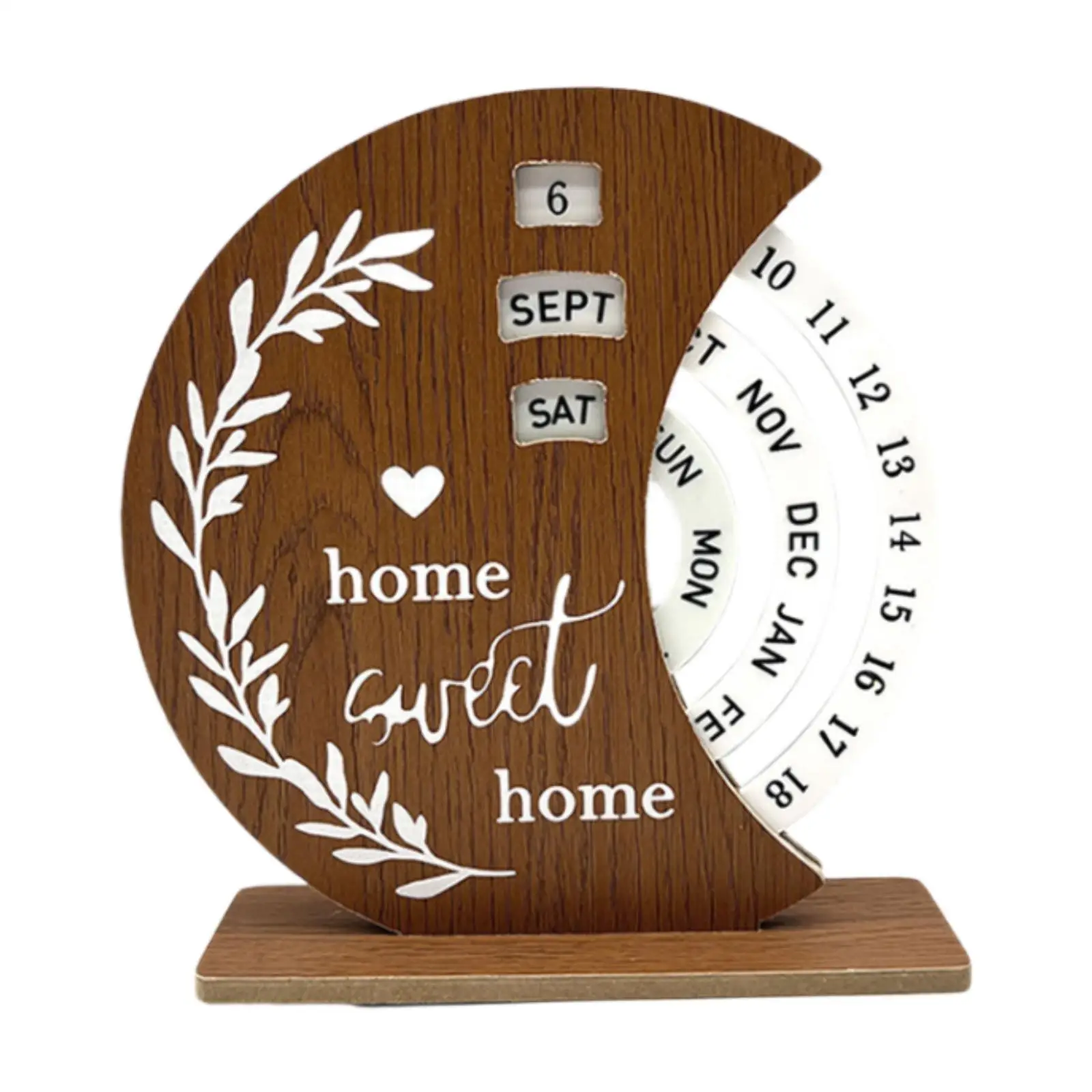 Вечный настольный календарь с деревянным диском, вращающийся настольный календарь для полки