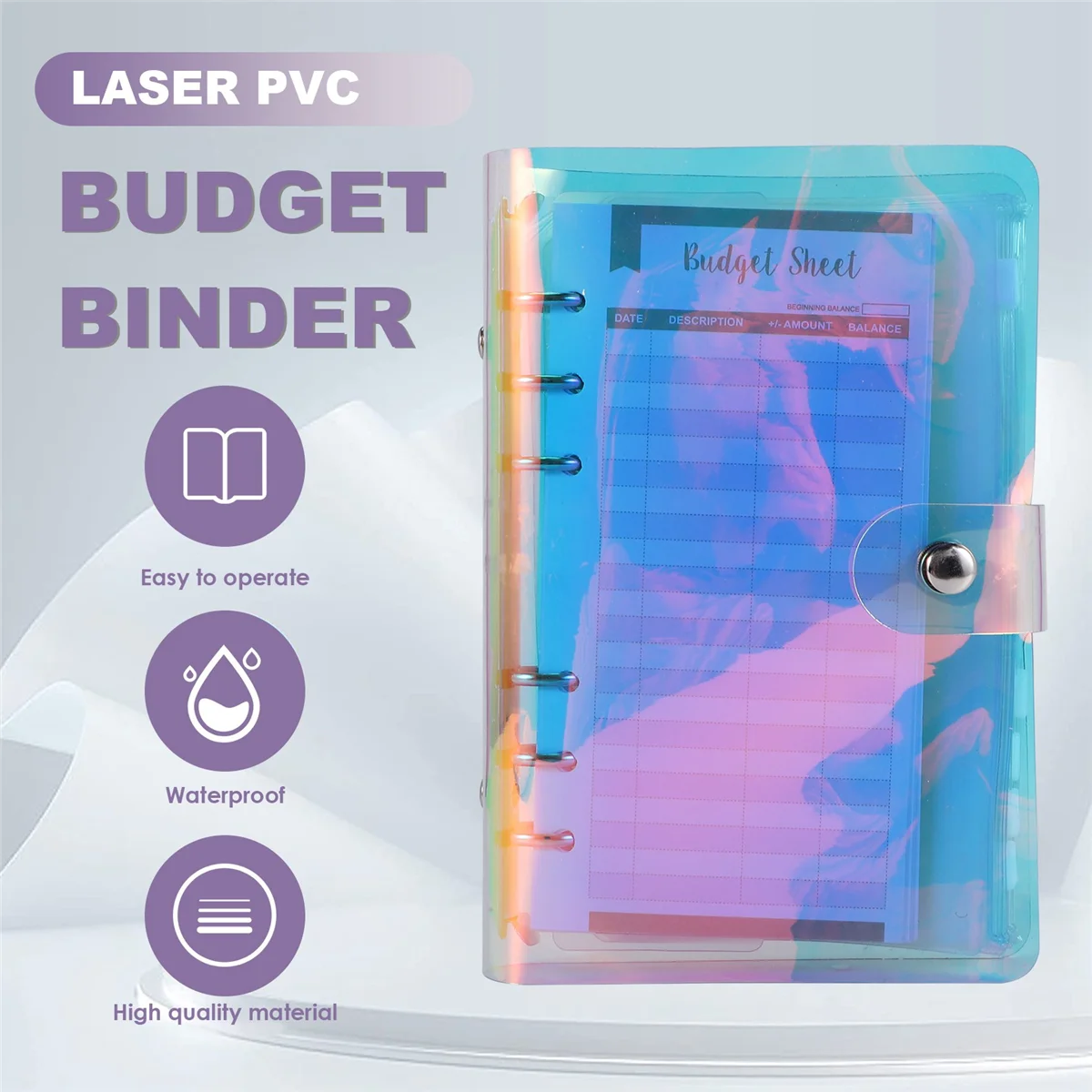 38 Stuks Budget Organizer Binder Cash Envelop Systeem, Stickers, Budgetbladen, Pvc Tassen, Voor Geldplanner, Holografische Kleur