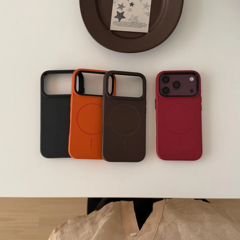 Large Window Lens Frame Shockproof Solid Color Magnetic Phone Case for iPhone 18 17, 16, 15, Pro, Promax,