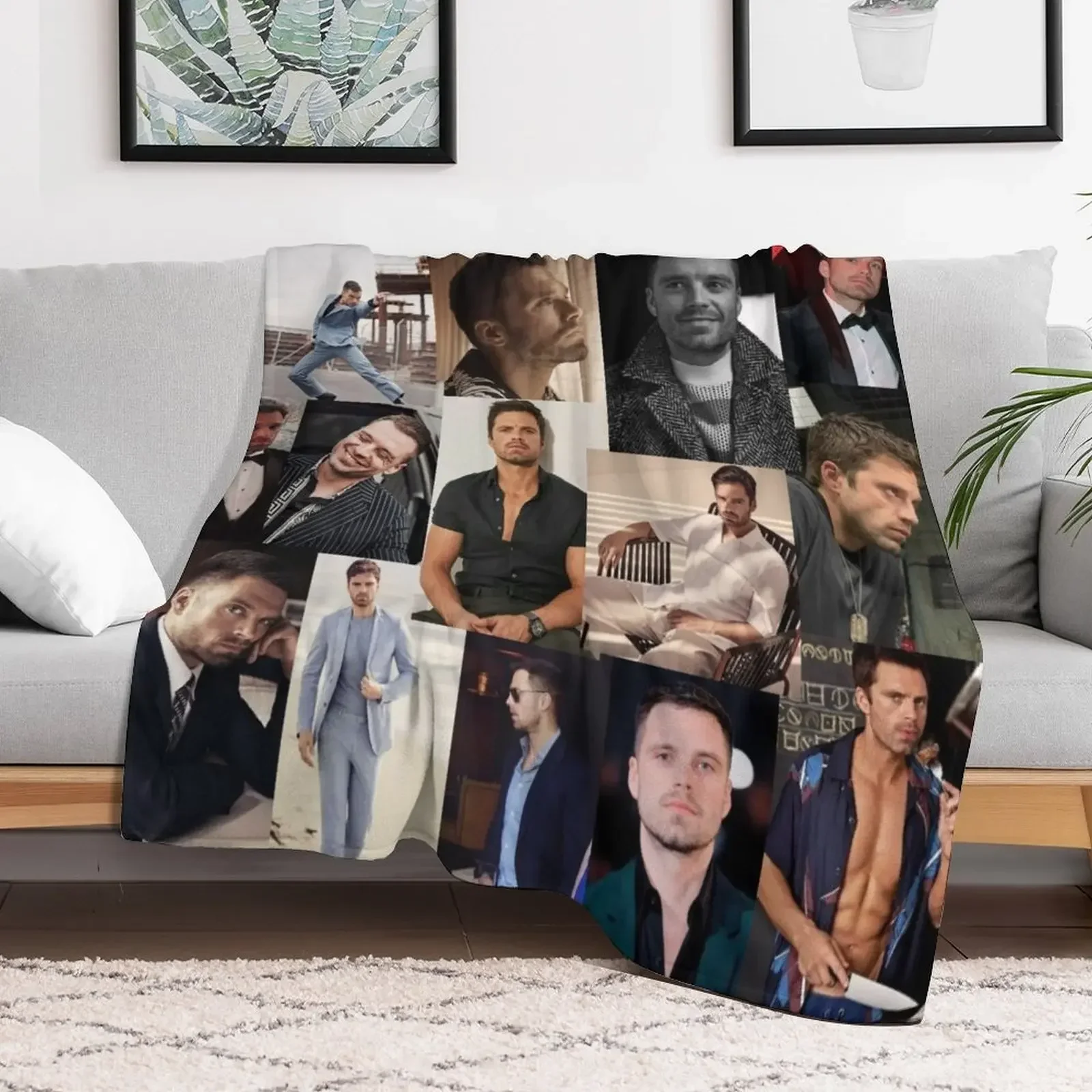 

Sebastian stan collage Throw Blanket Extra Large Throw Luxury Blankets