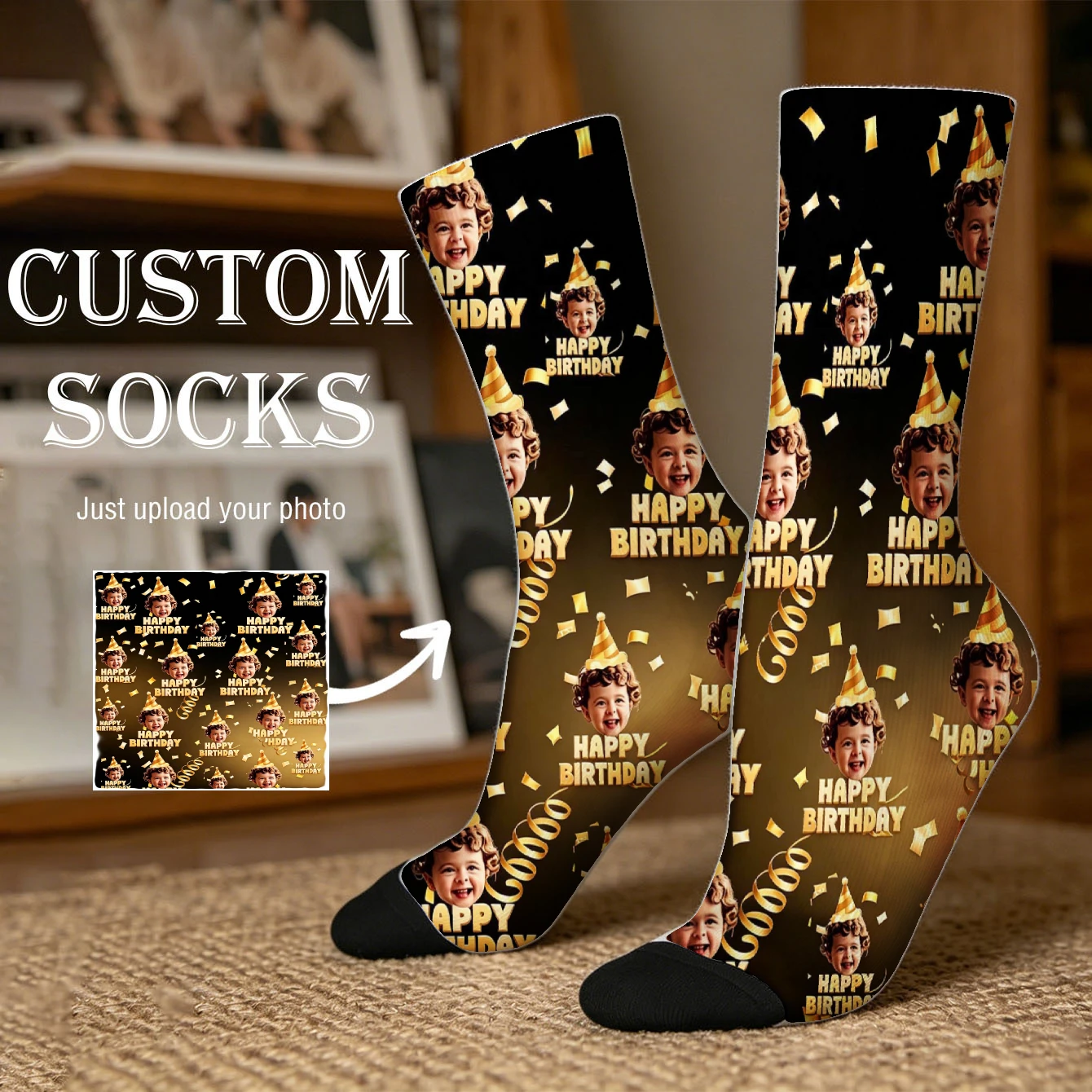 1 Pair of Custom Socks Featuring Stylish Designs with Photos Romantic Gift SocksAnniversary Gifts for Couples Valentine's Day