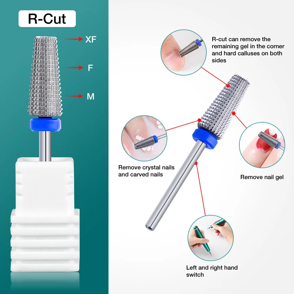 Dmoley Tungsten Carbide Nail Drill Bit Milling Cutter For Manicure Pedicure Nail Files Buffer Nail Art Equipment Accessory Tools