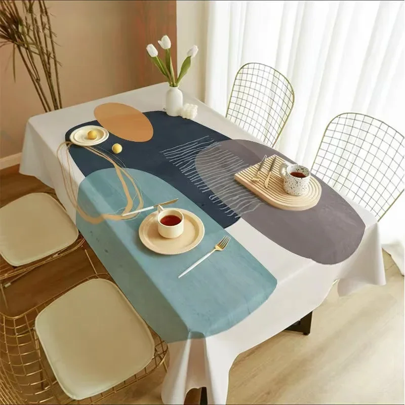 Nordic Geometry Rectangle Tablecloths Holiday Party Decorations Reusable Waterproof Table Covers for Kitchen Table Decor