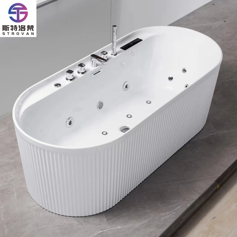 

STLF 5-year Warranty European-style Simple White Apron Soaking Bathtub Spa Electronic Control Easy Drainage Constant Temperature