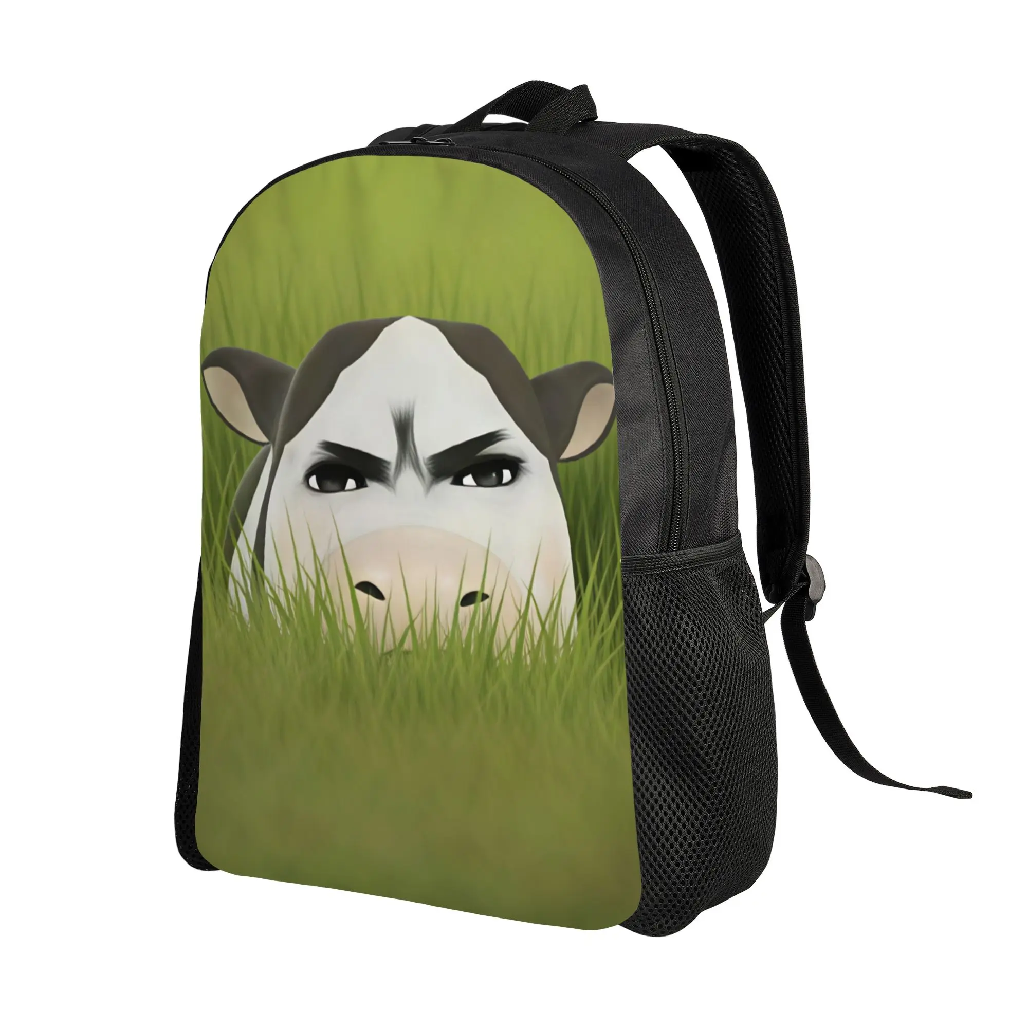 Funny Grassland Cattle Meme  Backpack Youth  Big Backpacks Polyester Streetwear School Bags Travel High Quality Rucksack