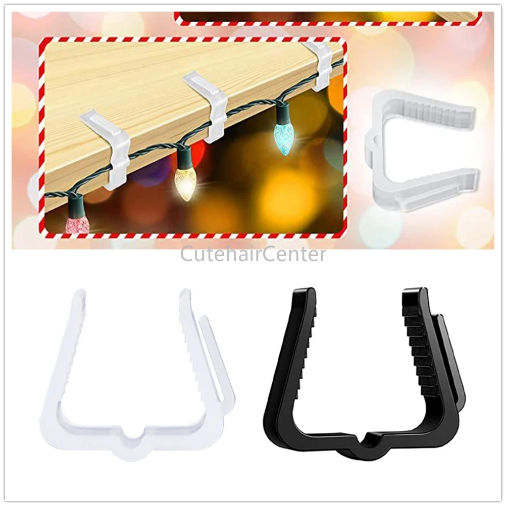 

50pcs Light Clips Holiday Decor Lamp Board Hanger Gutter Fence Eave Hook Plastic 4.27cm White Black Decor Christmas Wedding Camp