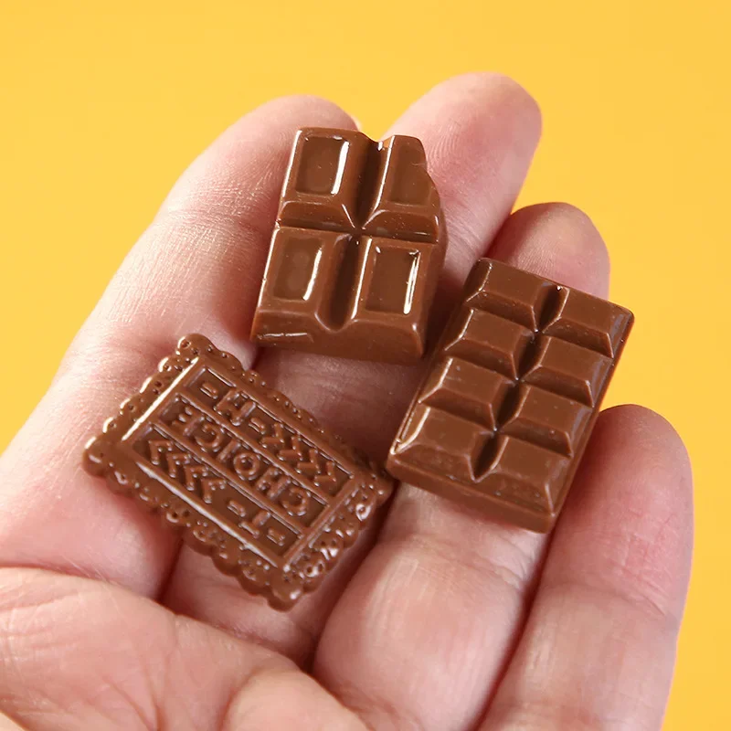10pcs Mixed Styles Resin Mini Planar Chocolates Flatback Charms Craft Material Scrapbooking Cabochon Miniature Accessories DIY