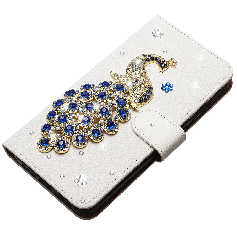 Glitter Wallet Leather Flip Peacock Case For iPhone 17 ProMax Air 16 E 15 14 Plus 13 Pro 12 Mini 11 XSMax Wallet Leather Cover