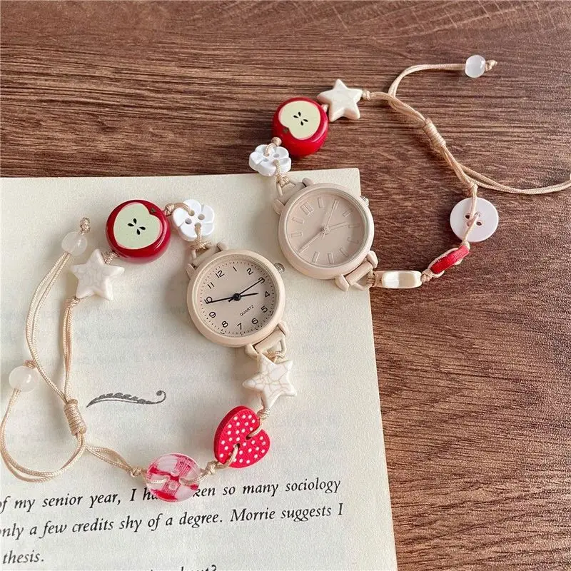 Cute Beaded Women's Quartz Watch for Student and Youthful Girls with Unique Simple Design Versatile Lady Watch Perfect for Daily