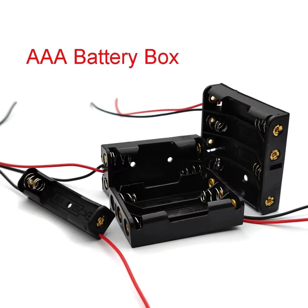 10 Stück AAA-Batteriehalter mit Kabelanschluss, 1–4 Fächer, Lötlochfreies Gehäuse für DIY-Projekte, BATTERIEN NICHT ENTHALTEN – Detail 1