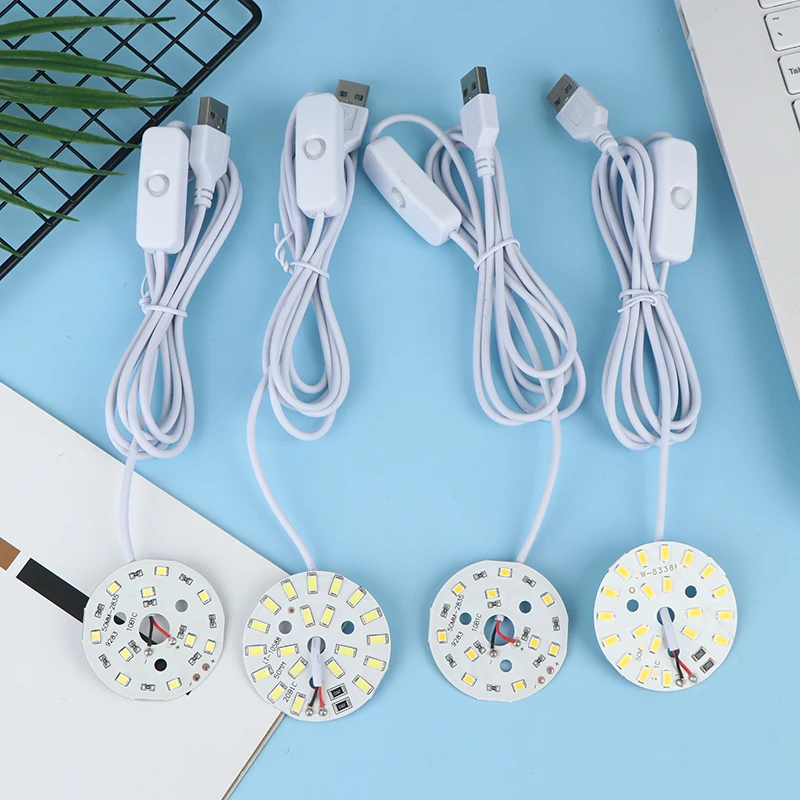 1Pc DC5V Dimmable 48/55MM LED Chips SMD5730 LED Lamp USB Dimmer 5W 10W Light Board White Warm Light With ON/OFF Swicth Cable