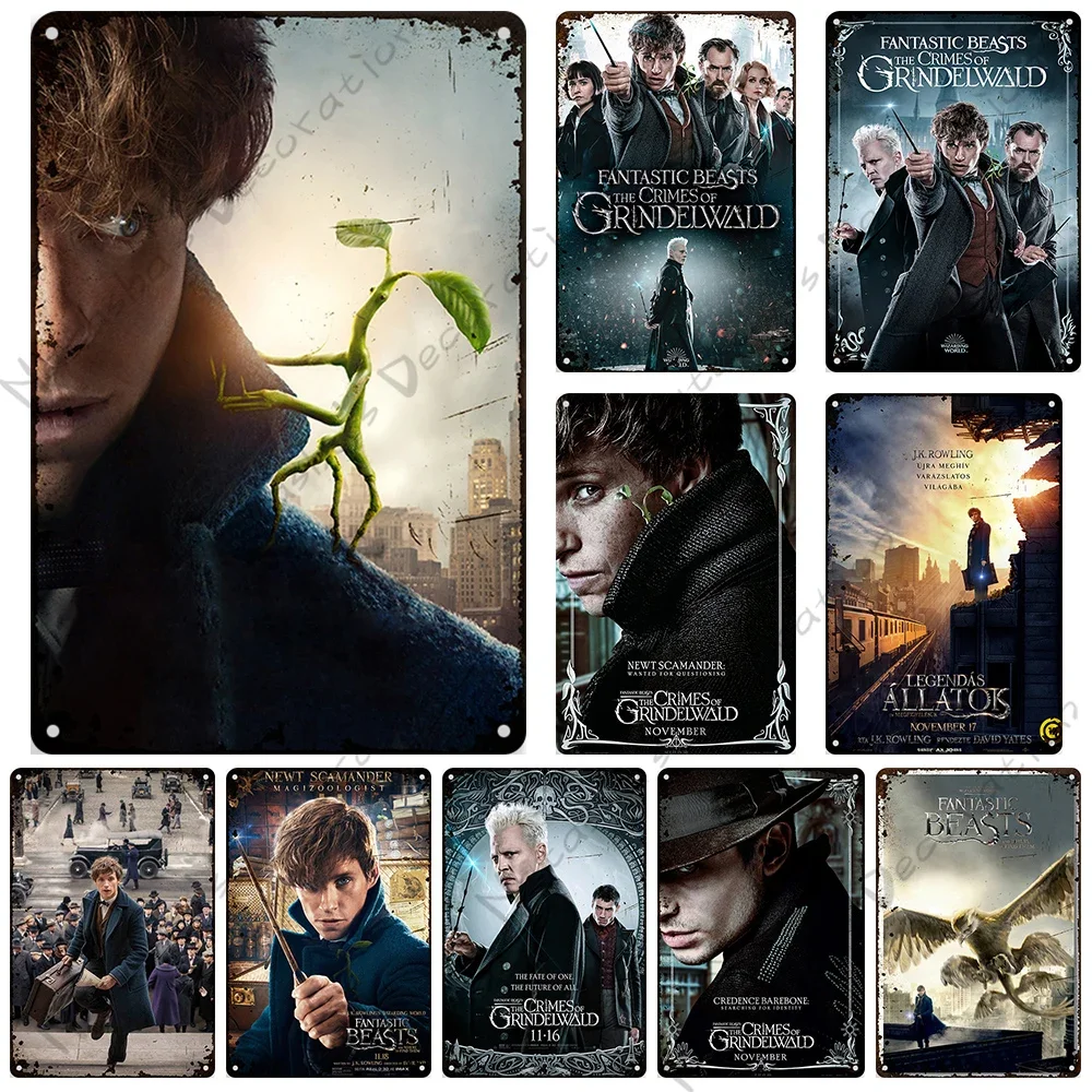 Fantastic Beasts Movie Vintage Poster Metal Tin Sign Decorative Plate Metal Plaque Bar Club Metal Plate Retro Poster Wall Plate