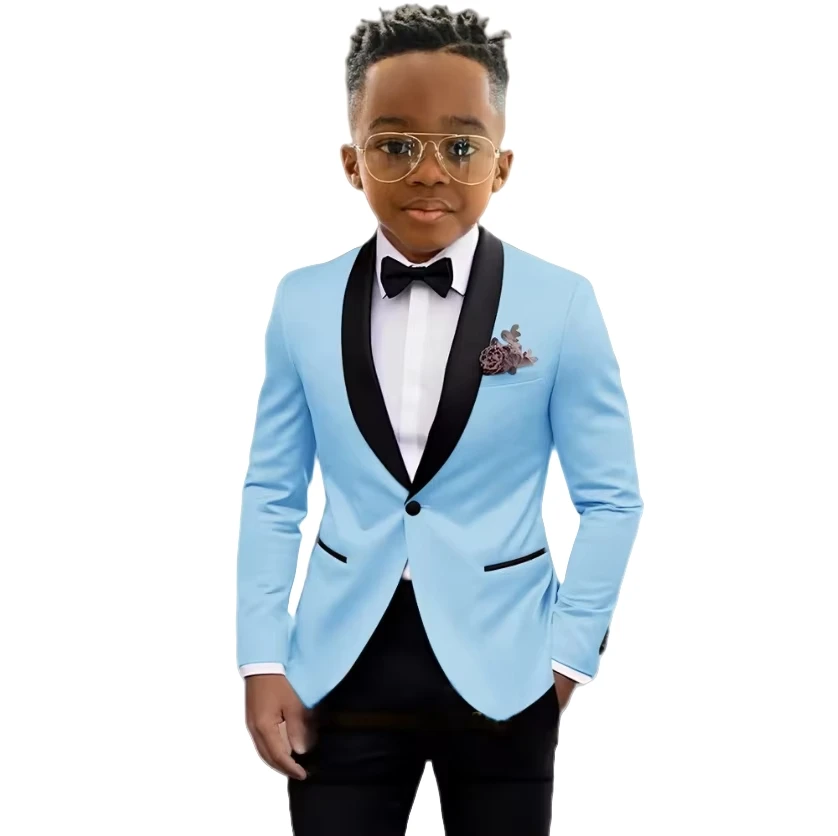 Terno para menino 2 peças blazer calça define fino ajuste conjunto de terno de casamento usar palco de aniversário criança trajes de desempenho formal 2-14years