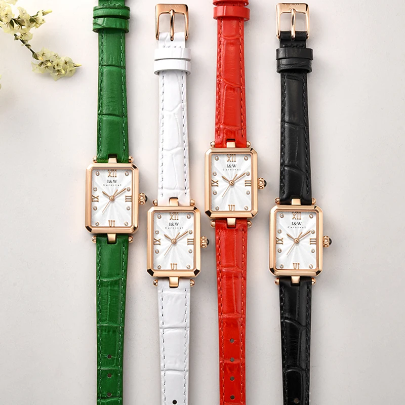 Rectangle Watch for Women Switzerland I&W Retro Quartz Womens Watches Top Brand Luxury 2022 Leather Band Waterproof Montre Femme