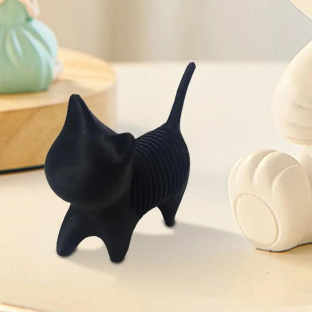 Home Cat Statue Elegant Standing Cat Figurine Sculpture for Stress Relief Desktop Decoration Black White Kitten for Anxiety