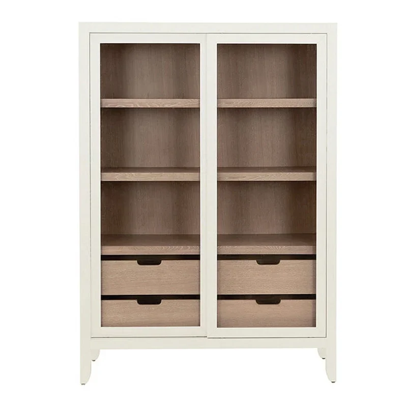 

ls 27 Nordic fashion simple solid wood dining side cabinet glass sliding door restaurant wine display cabinet can be customized