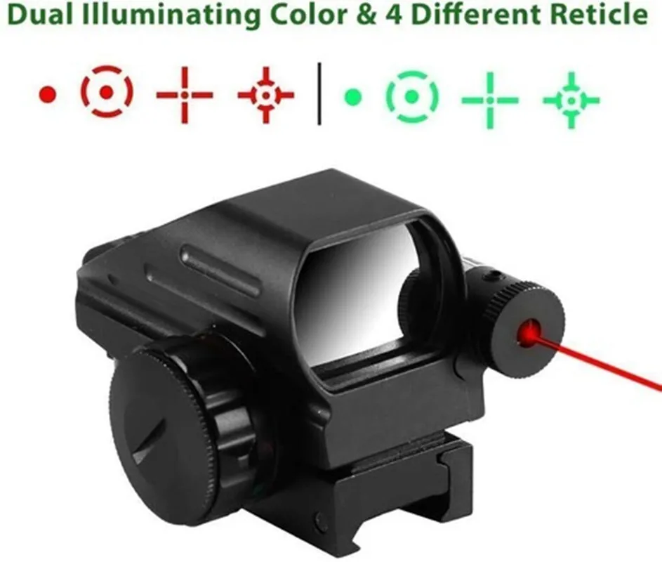 

Tactical Holographic Red / Green Reflex Scope and laser sight combo 4 Reticles