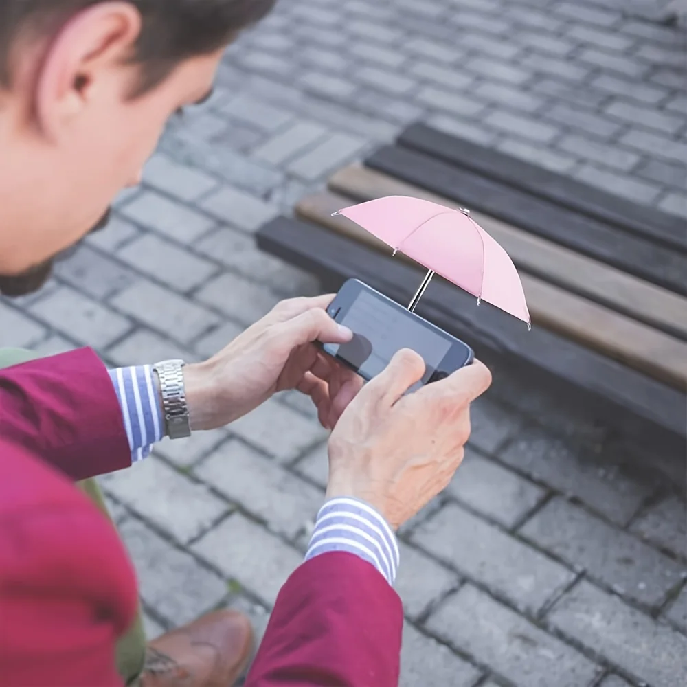 Mini-Regenschirm für Smartphones mit Saugnapfhalter, blendfreier Sonnenschutz für den Außenbereich, entspiegelter Displayschutz – Detail 4