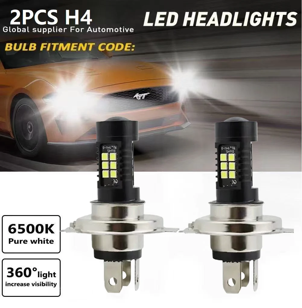 

2Pcs H4/9003 21smd 3030 LED HeadlightCar Fog Light BulbsAuto Driving Running Lamps 12000LM 80W 12V