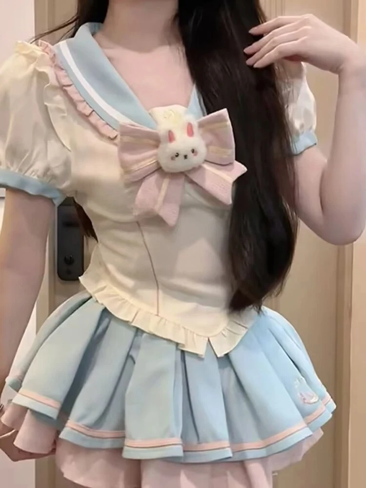 Corea giapponese moda vestito college camicetta gonna a pieghe vestito ragazza casual uniforme scolastica quotidiana set bel stile Jk uniforme