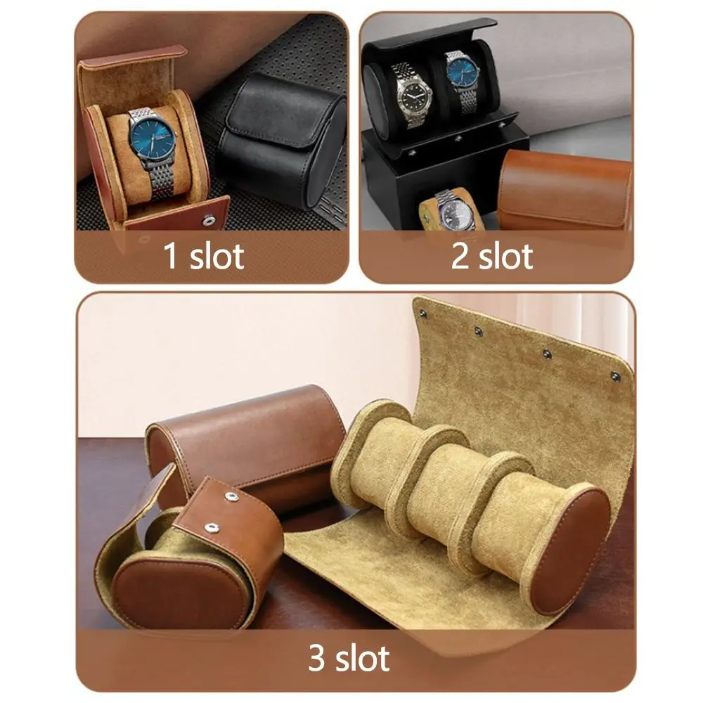 1/2/3 Fächer Tragbare Uhrenrolle Langlebige PU-Leder Uhrenaufbewahrung Retro Uhrenorganizer Halter Armbanduhr-Displaytasche – Detail 3