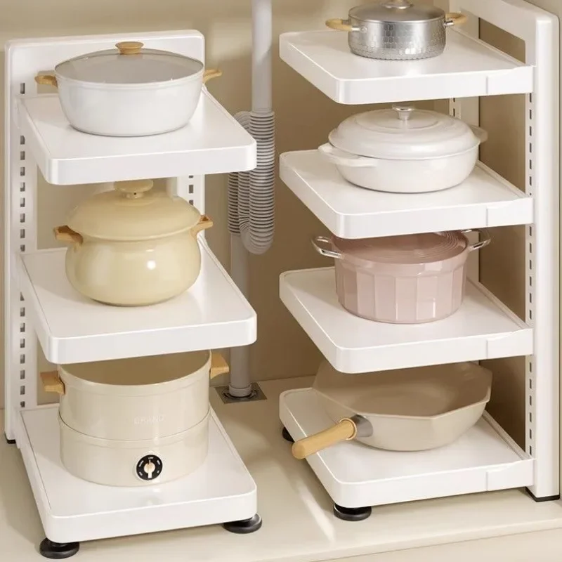 

Free Layering Snap-On Pot Rack for Kitchen Organization Storage Under Cabinet Kitchen Shelf Adjustable Pot Storage Holders