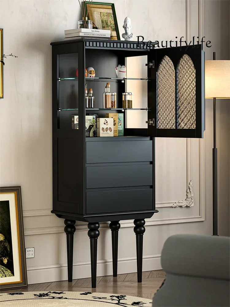 موفيلي per il soggiorno الفرنسية الرجعية الخشب الصلب الطعام حافة باب زجاجي تخزين خزانة مشروبات غرفة المعيشة الطابق تخزين عرض ca