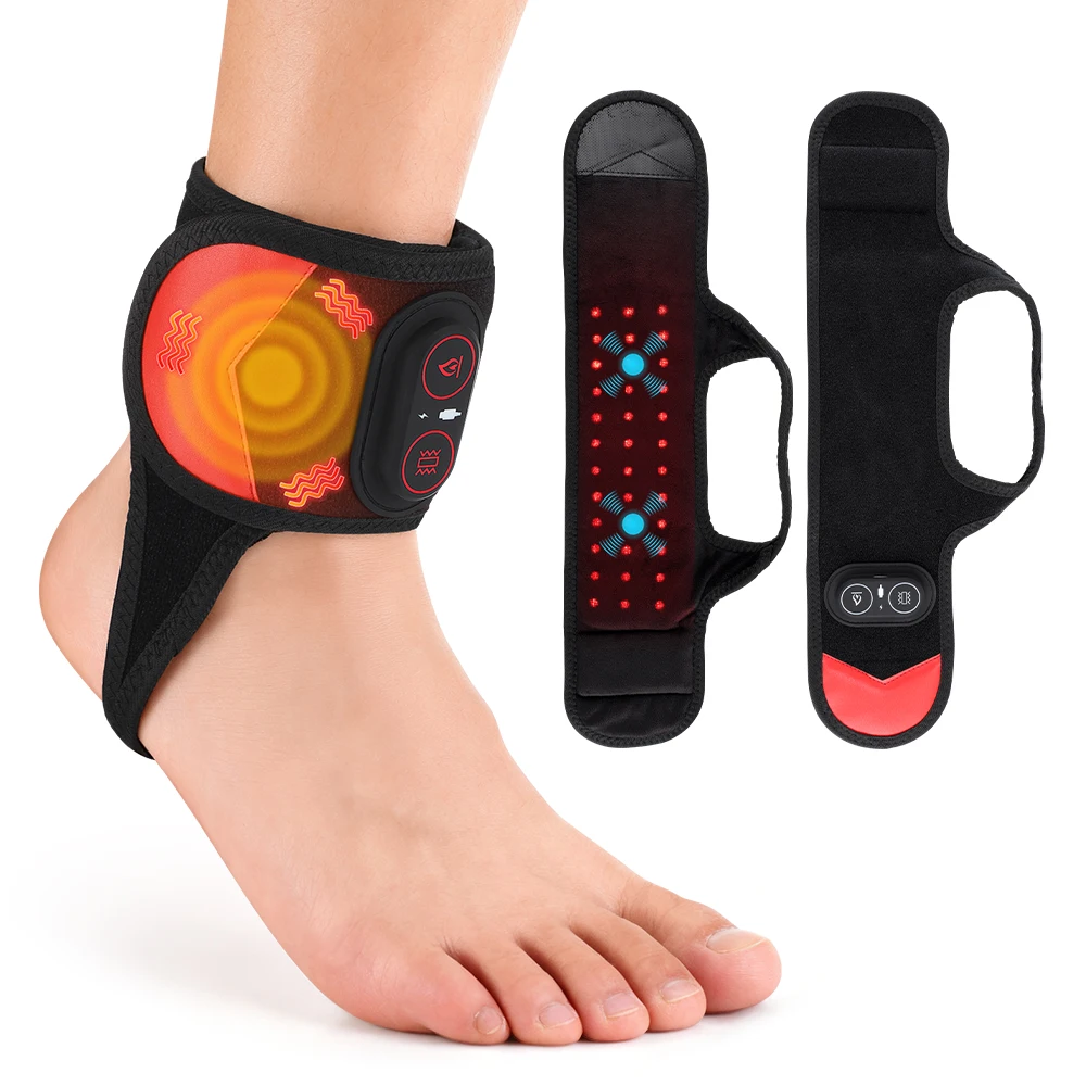 

Red Light Foot Ankle Massager with Heating Vibration 660/850nm Cordless Foot Massage Steamer Feet Support Wrap Pad Thermal Brace