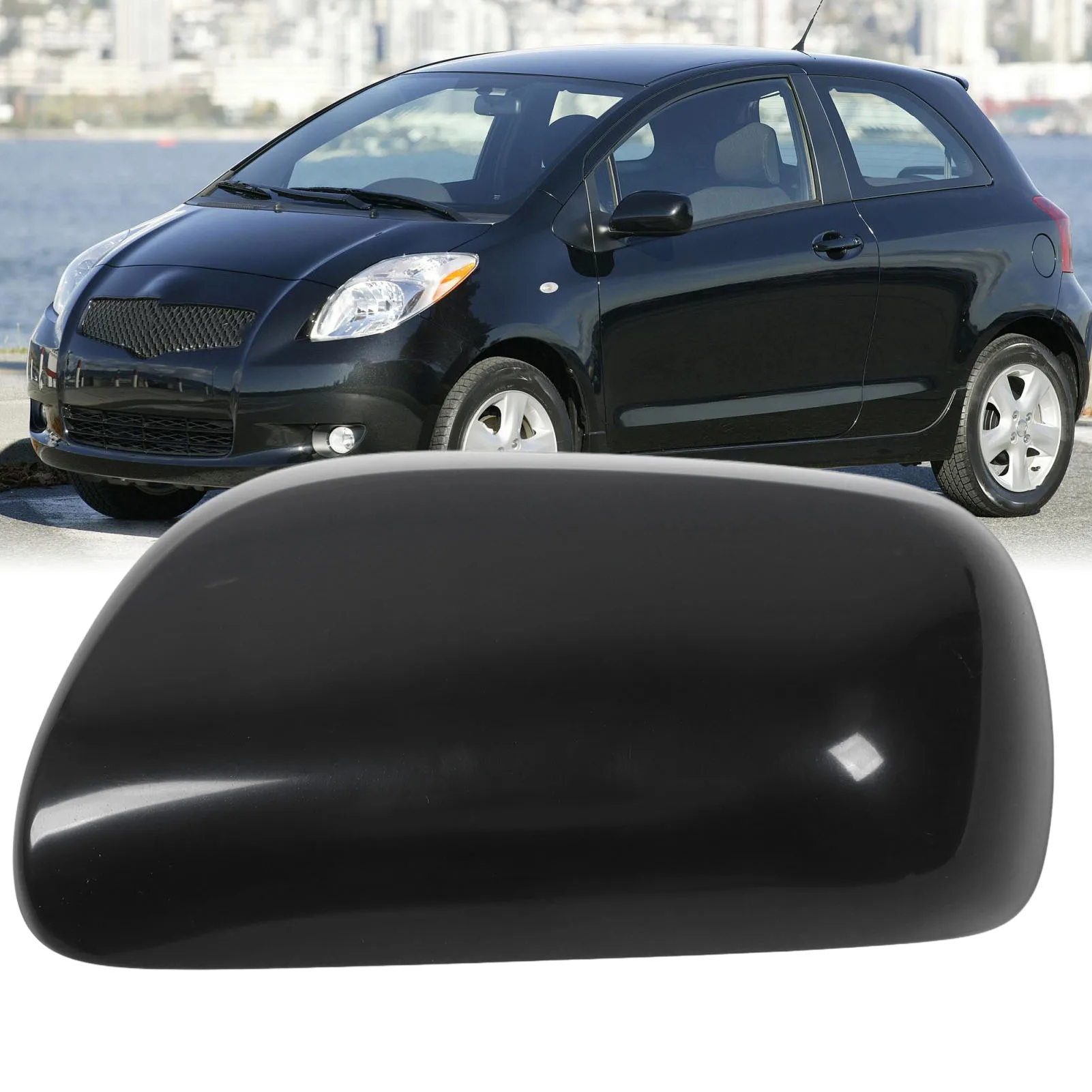 Rearview Mirror Cover Car Rearview Mirror Housing Cover Black UV Side Door Wing Mirror for Yaris 2006 to 2011