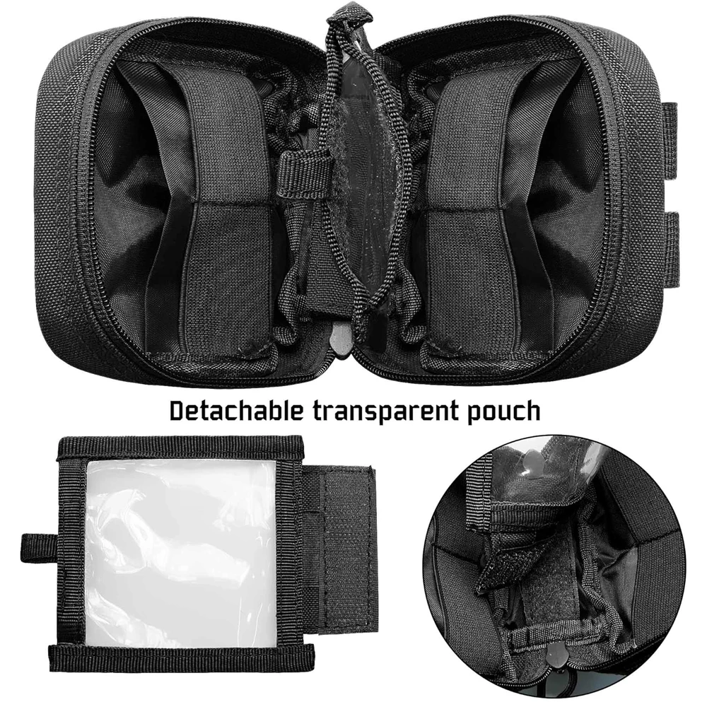 1pcs Small Tactical Pouch,Micro Utility Pouch,Removable Clear ID Pocket Mini Knife Compass Flashlight Card Storage Bag Belt