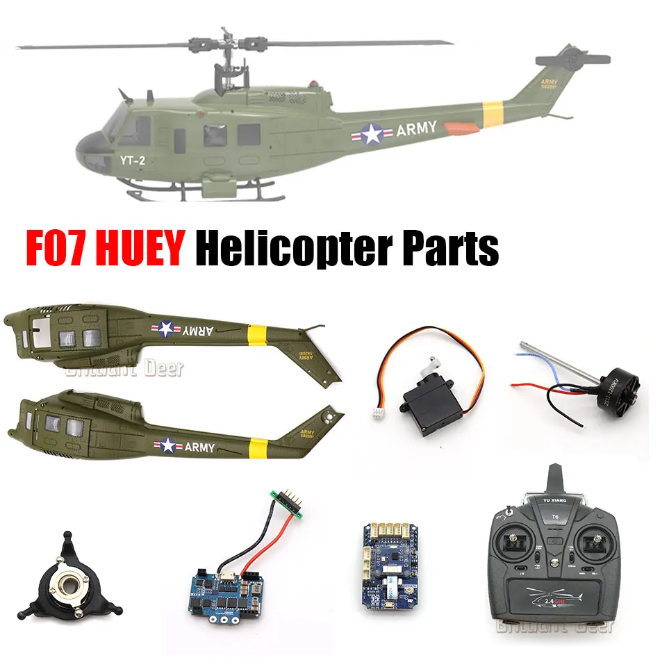 YUXIANG F07 UH-1D HUEY Fuselage Main Blade Grip Tail Rotor Head Landing Skid Motor Servo RC Helicopter Parts