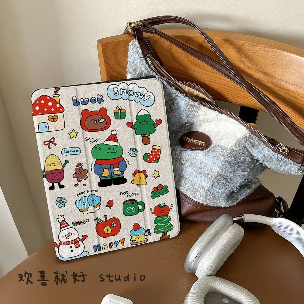 Christmas Snowman Mirror Tablet Case For iPad 11th A16 10 9 8 7 5 Pro 13 11 M5 M4 M3 M2 12.9'' Air 4 3 2 1 Mini 7 6 8.3'' Cover