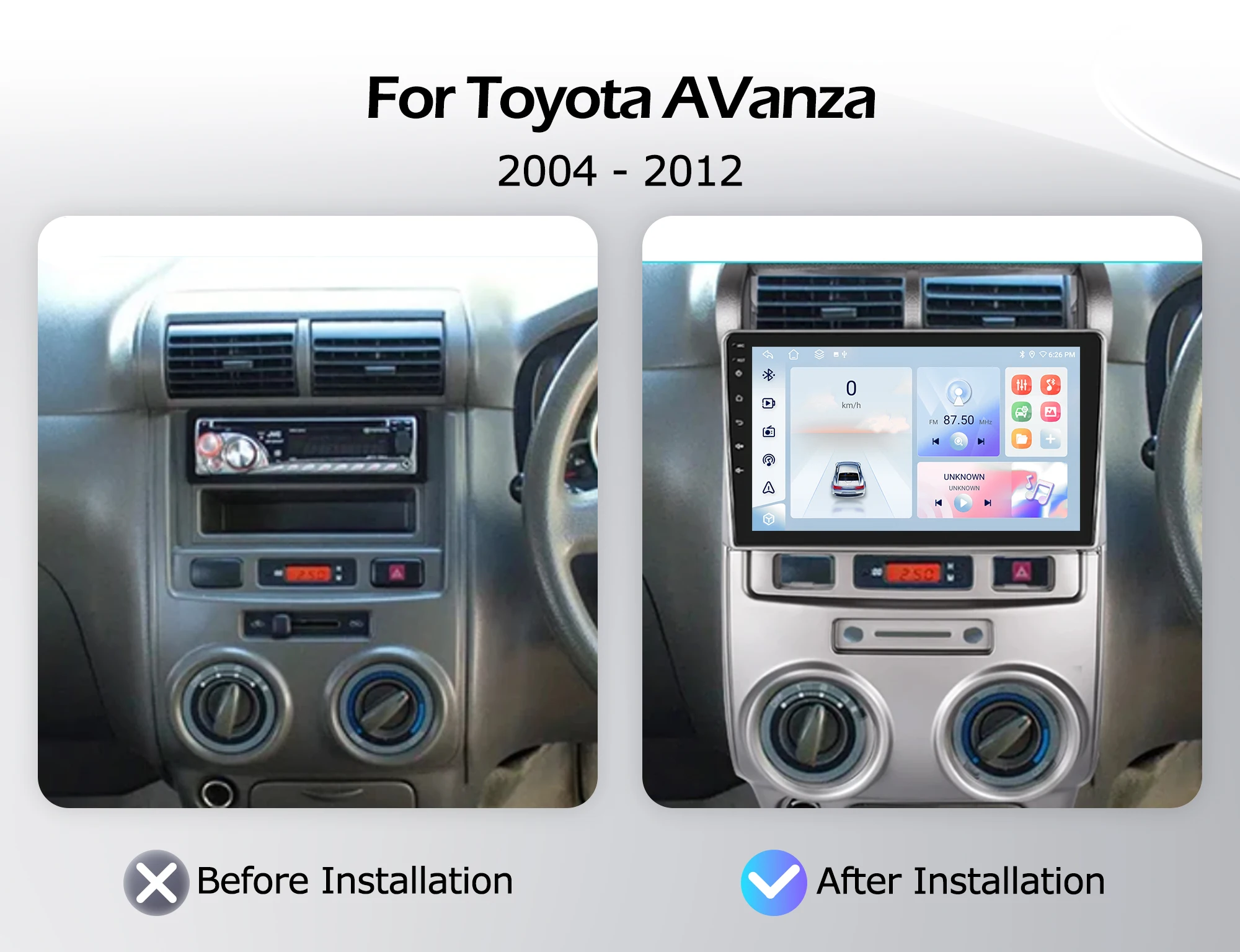 Android 16 QLED 2000*1200P For Toyota AVanza 2004-2012 GPS Navigation Multimedia Player Auto Wireless CarPlay WIFI 4G