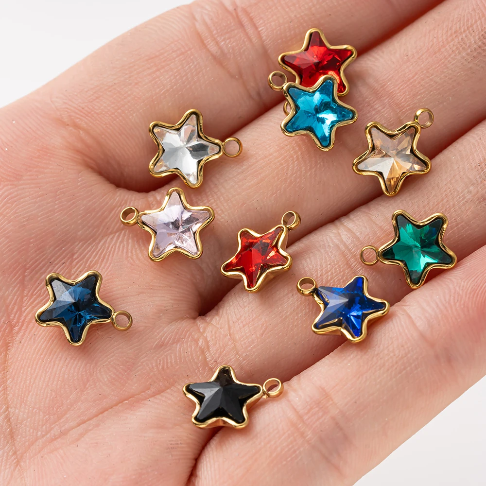5pcs/Lot Stainless Steel Star Pendants Small  Charms for DIY Necklace Earring Bracelet Jewelry Making Supplies Material Findings