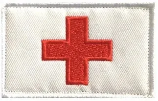 Small Square Red Cross Embroidery Hook&loop Patches Outdoor First Aid Medical Badge Cross Flag with Colored Base Tactical Emblem