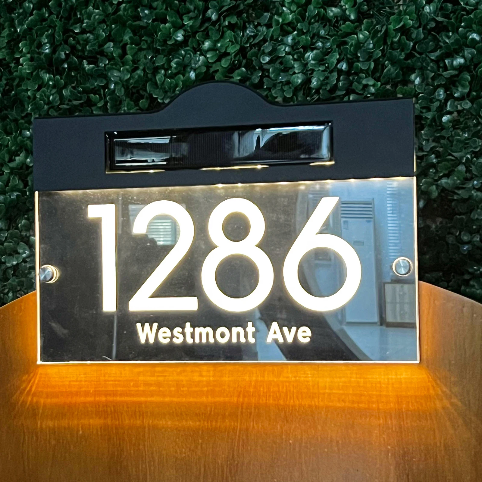 Personalized Solar House Number Outdoor With LED Light Custom Address Sign Plaque Acrylic House Number Plate Luminous Door Sign