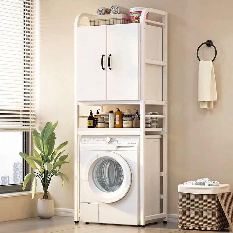 

DSA Shelf Floor to Floor Roller Washing Machine Shelf Bathroom Shelf Balcony Sunscreen Storage Cabinet