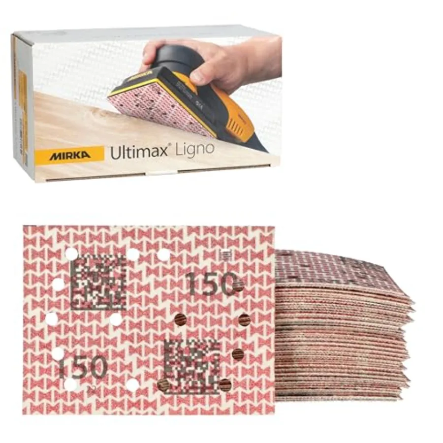 

Ultimax Ligno Sanding Sheets - P Hook and Loop Sandpaper Sheets for Palm and Orbital Sanders 3x4 Inch High-Performance Abrasive