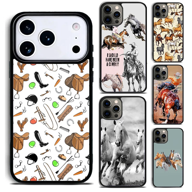 Funda para Teléfono con Diseño de Caballo, Potro y Jóvenes Caballos para iPhone 17 16 15 Pro Max Air 14 13 12 11 Plus, Carcasa Antigolpes
