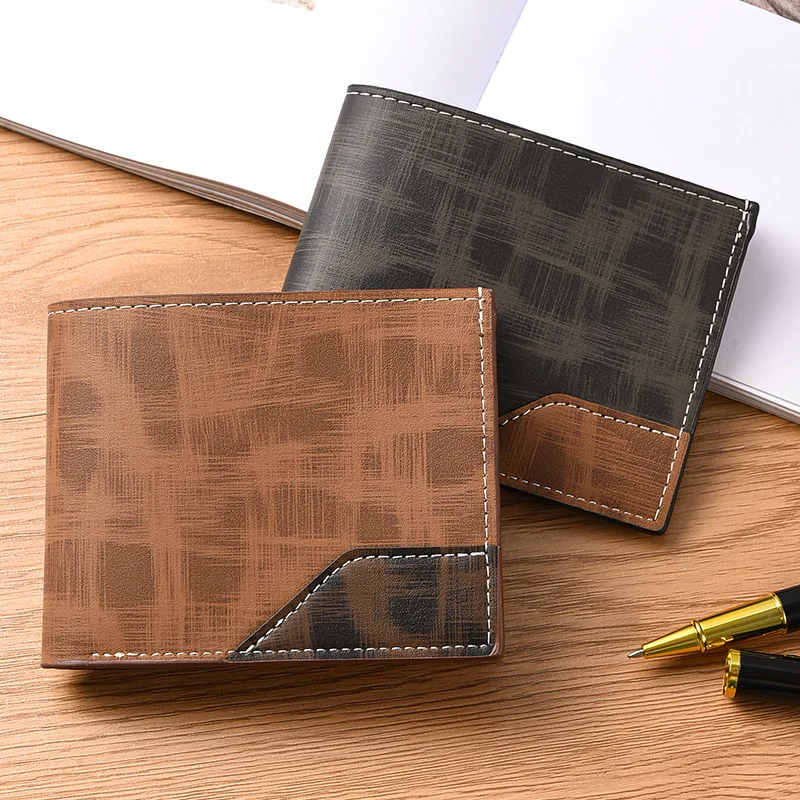 Men's PU Wallet,Ultra Light Short Men's Wallet, Multi-functional Wear Resistant Change Bag, Coin Bag, Card Bag